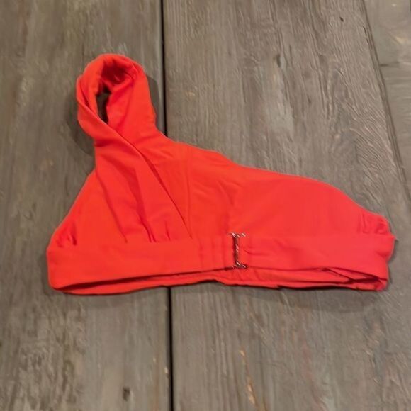 Anthropologie Nikki Classic One Shoulder Bikini Top orange XS NWOT - Picture 3 of 4